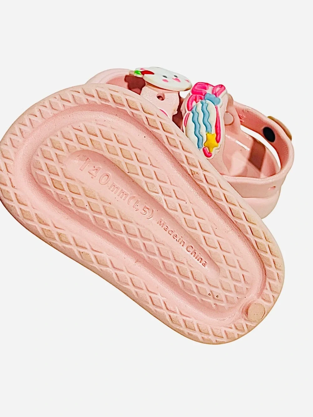 Pink EVA slip-on slides clogs sandals Toddler 5.5  3D charms back strap non-slip